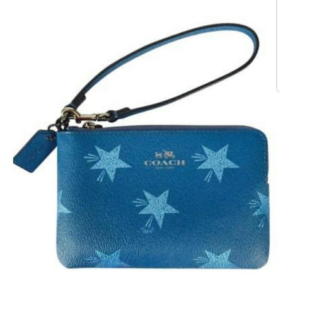 NEW Coach wristlet Canyon Star Blue NWT corner zip